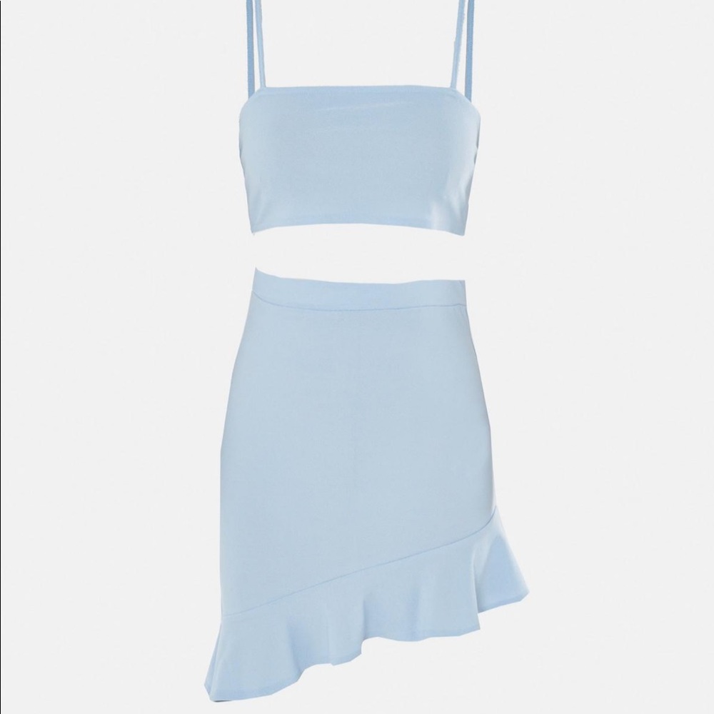 Misguided Blue Cami Top and Mini Skirt Set